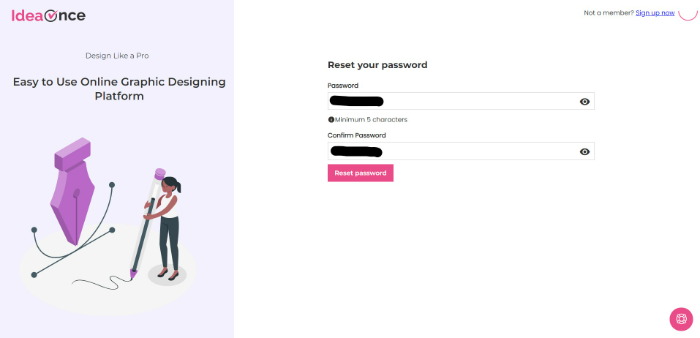 Reset password page 